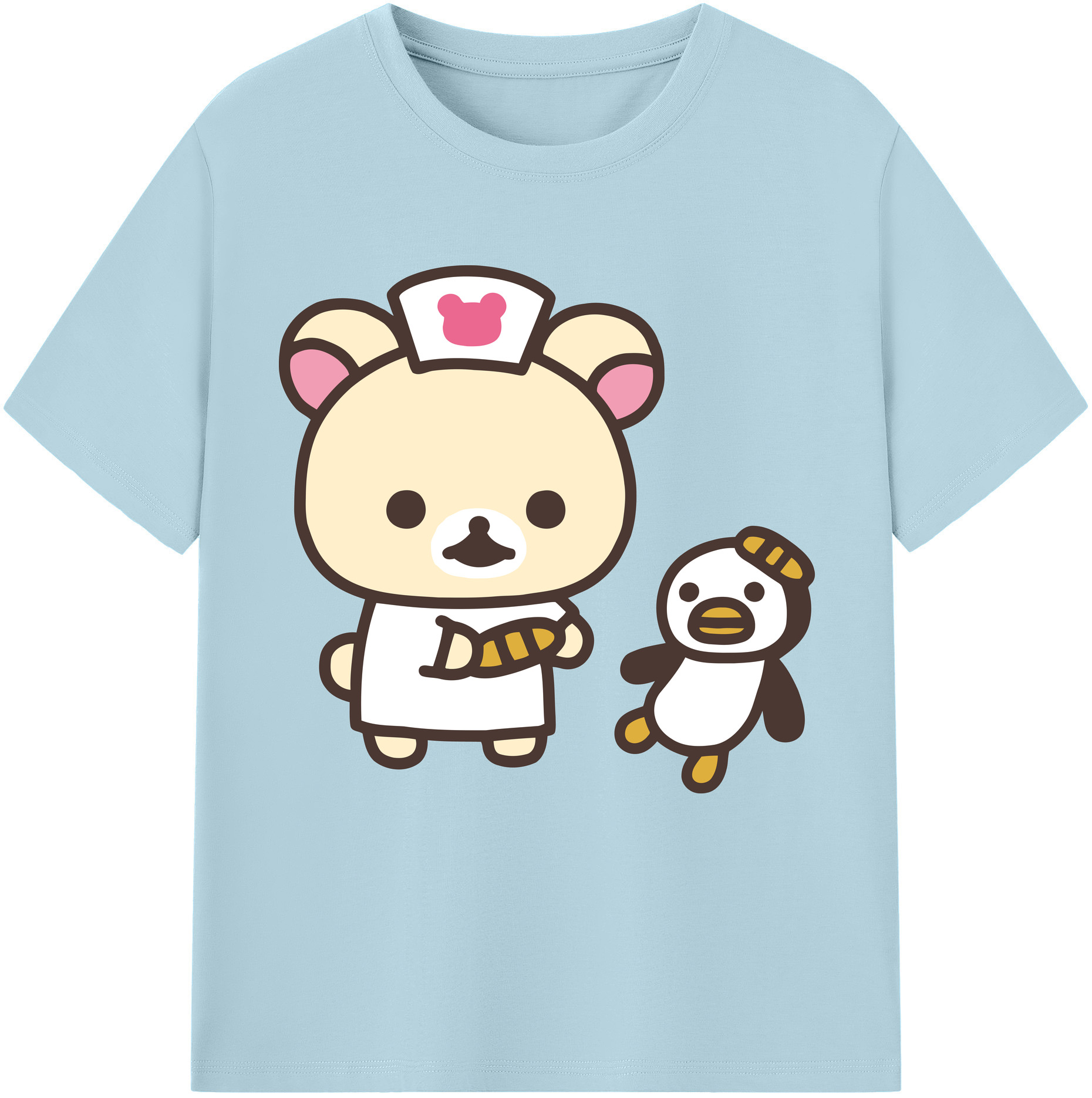 （画像用） リラックマ リラックマ キイロイトリ Rilakkuma Korilakkuma Kiiroitori 綿100％半袖Tシャツ（フロントプリント）